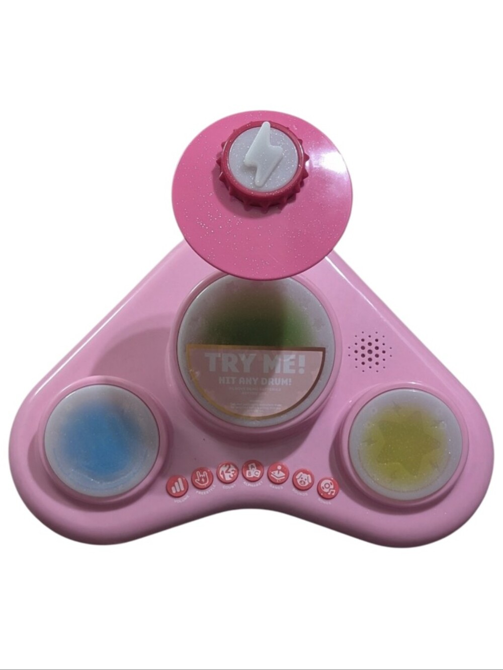 Pink Kids Electronic Drum Toy with Light-Up Pads